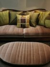 Upholstered couch and ottoman